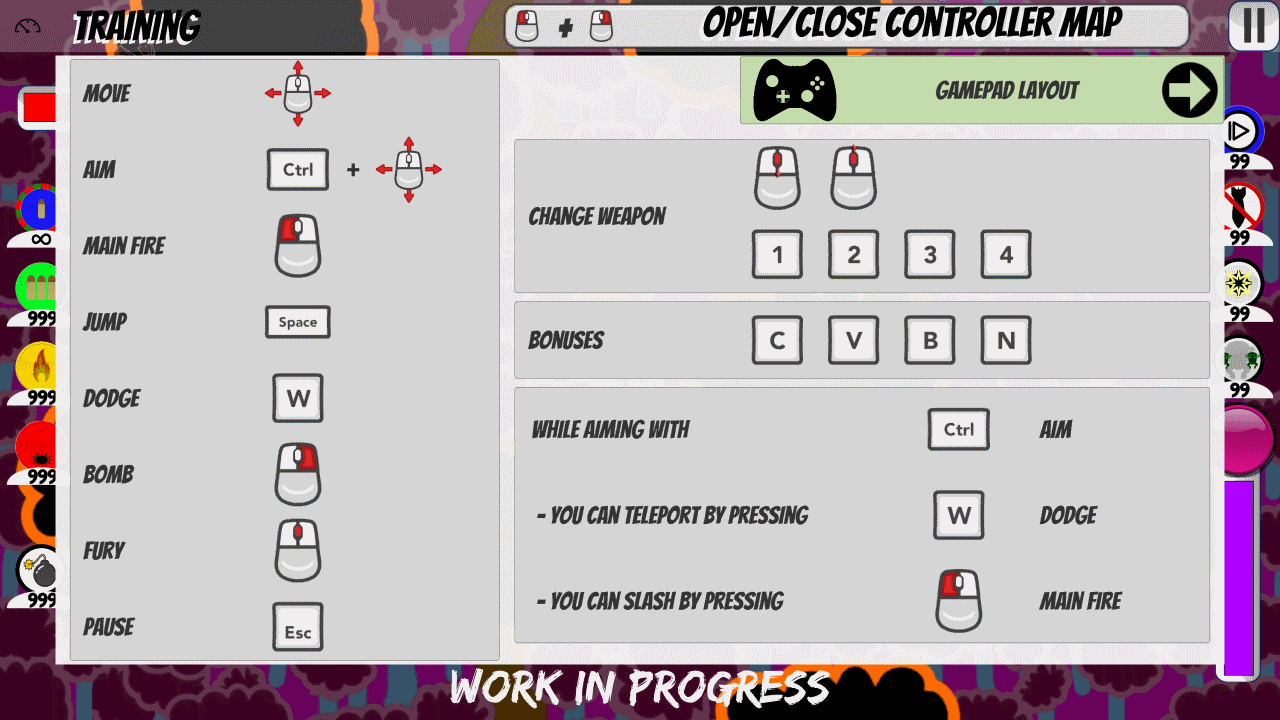 keyboard and mouse commands